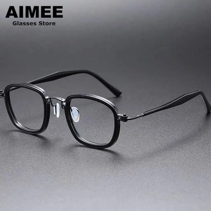 Aimee Men's Full Rim Square Titanium Acetate Eyeglasses 5863 Full Rim Aimee   