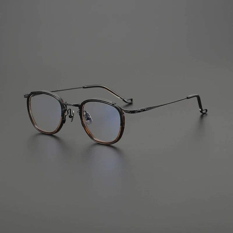 Gatenac Unisex Full Rim Big Square Acetate Titanium Eyeglasses G9016