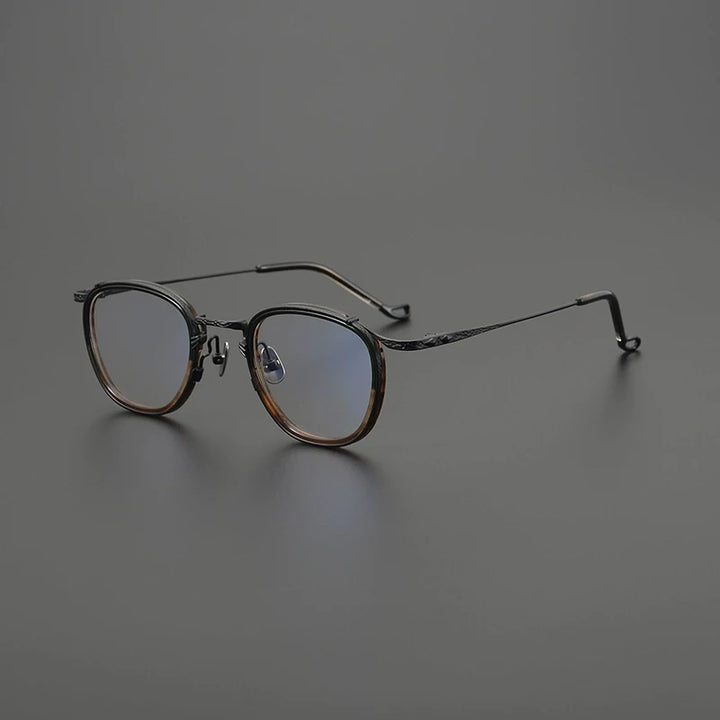 Gatenac Unisex Full Rim Big Square Acetate Titanium Eyeglasses G9016