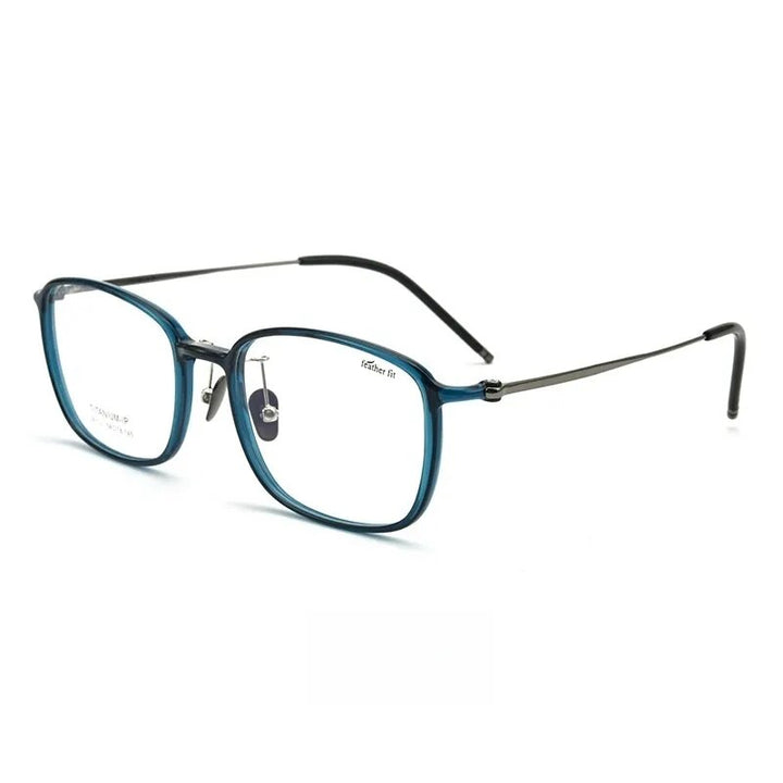 Yimaruili Unisex Full Rim Square Tr 90 Titanium Eyeglasses L9112 Full Rim Yimaruili Eyeglasses Ink Blue  