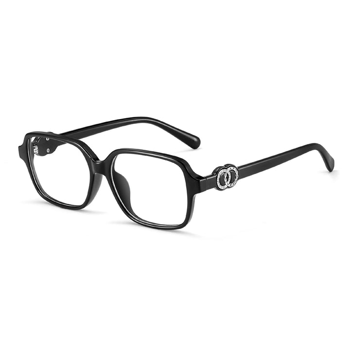 KatKani Women's Full Rim Square Tr 90 Eyeglasses J2331 Full Rim KatKani Eyeglasses Black  