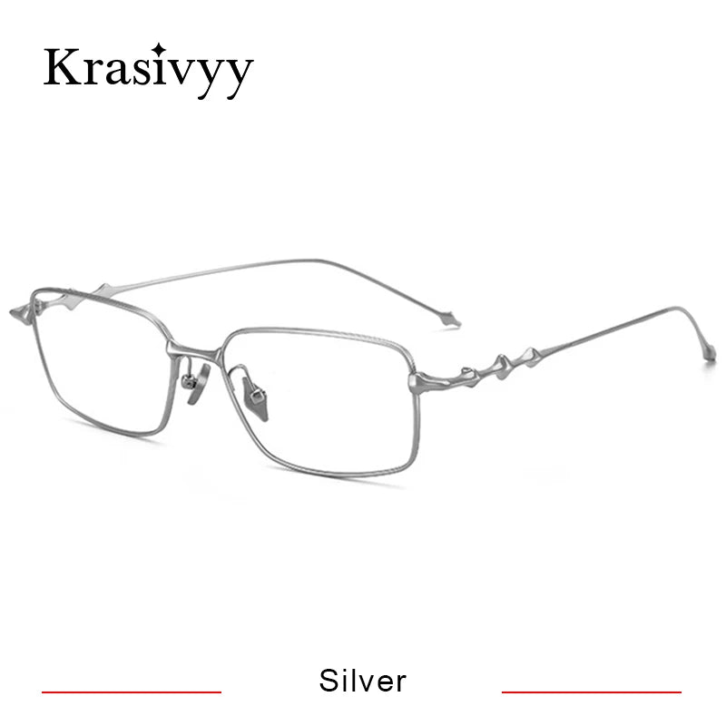 Krasivyy Women's Full Rim Square Titanium Eyeglasses A2015 Full Rim Krasivyy Silver  