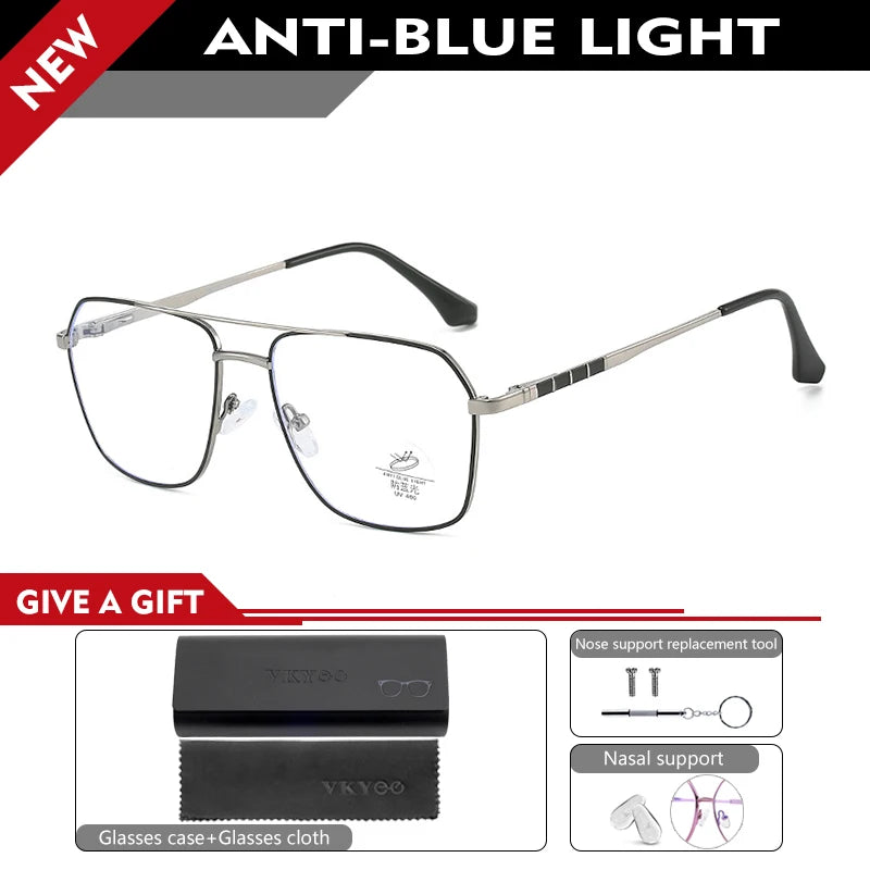 Vicky Unisex Full Rim Square Double Bridge Alloy Reading Glasses 6908 Reading Glasses Vicky -150 6908-C6 