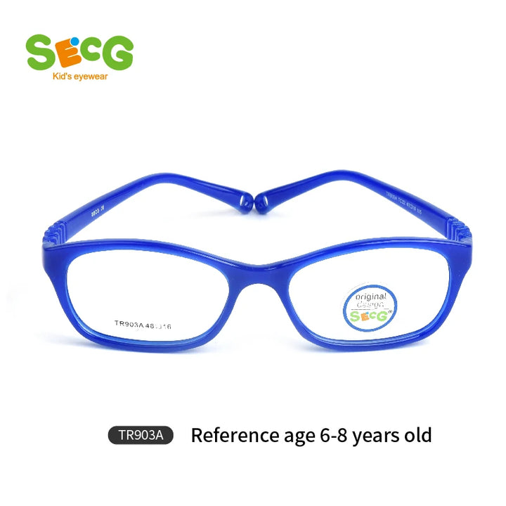 Secg Unisex Children's Full Rim Square Tr 90 Silicone Eyeglasses 8690 Full Rim Secg TR903A TC22 BLUE  