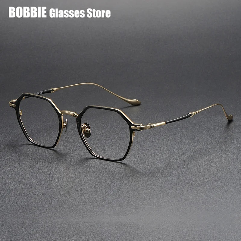 Bobbie Unisex Full Rim Flat Top Polygon Titanium Eyeglasses 893133