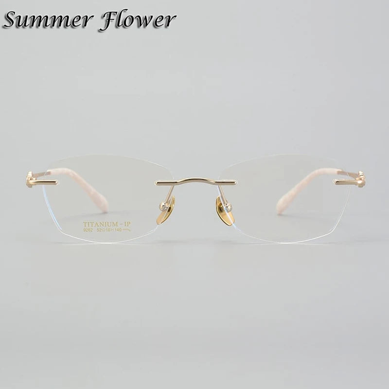 Summer Flower Women's Rimless Oval Square Titanium Eyeglasses 69263