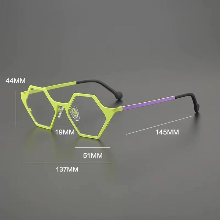 Gatenac Women's Full Rim Polygon Acetate Titanium Eyeglasses G85881