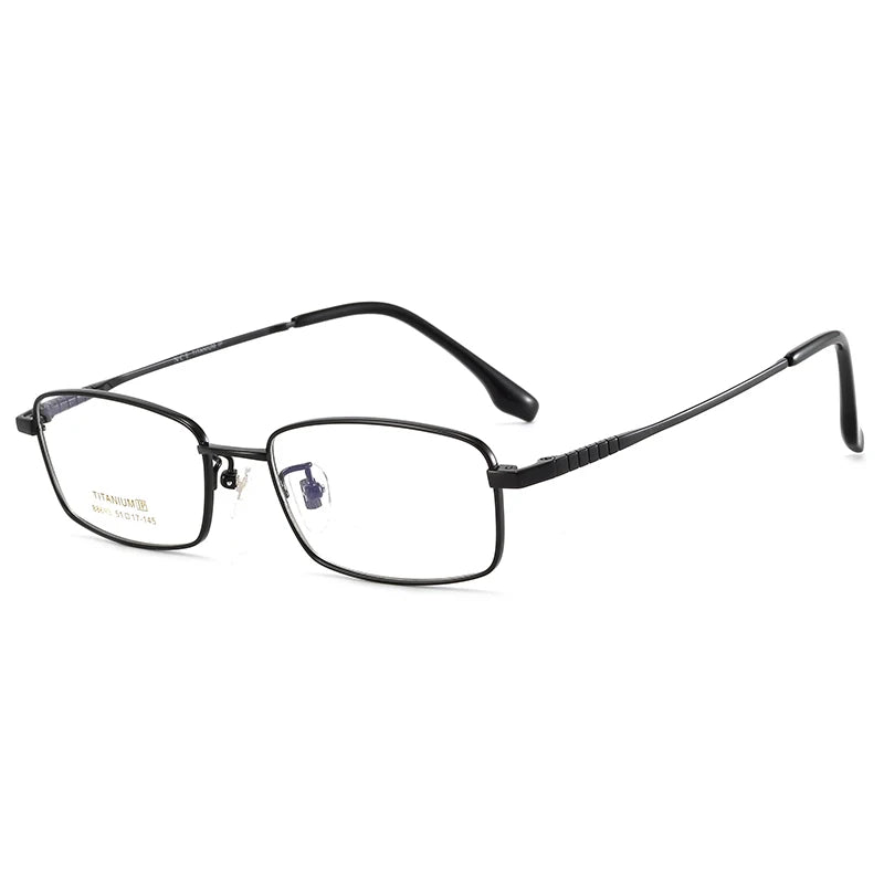 Bclear Unisex Full Rim Square Small Titanium Eyeglasses 86693 Full Rim Bclear black  