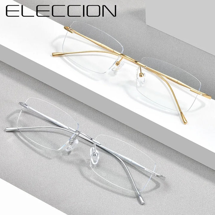 Eleccion Women's Rimless Square Oval Titanium Eyeglasses 4632