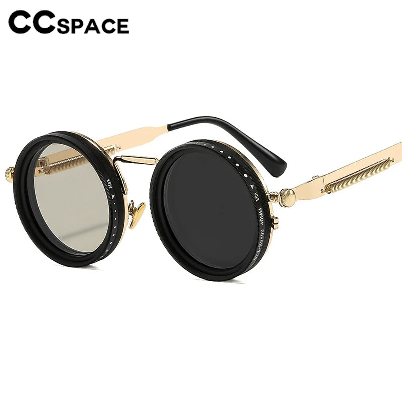 CCspace Unisex Full Rim Round Alloy Mr-3 Polarized Sunglasses 309654