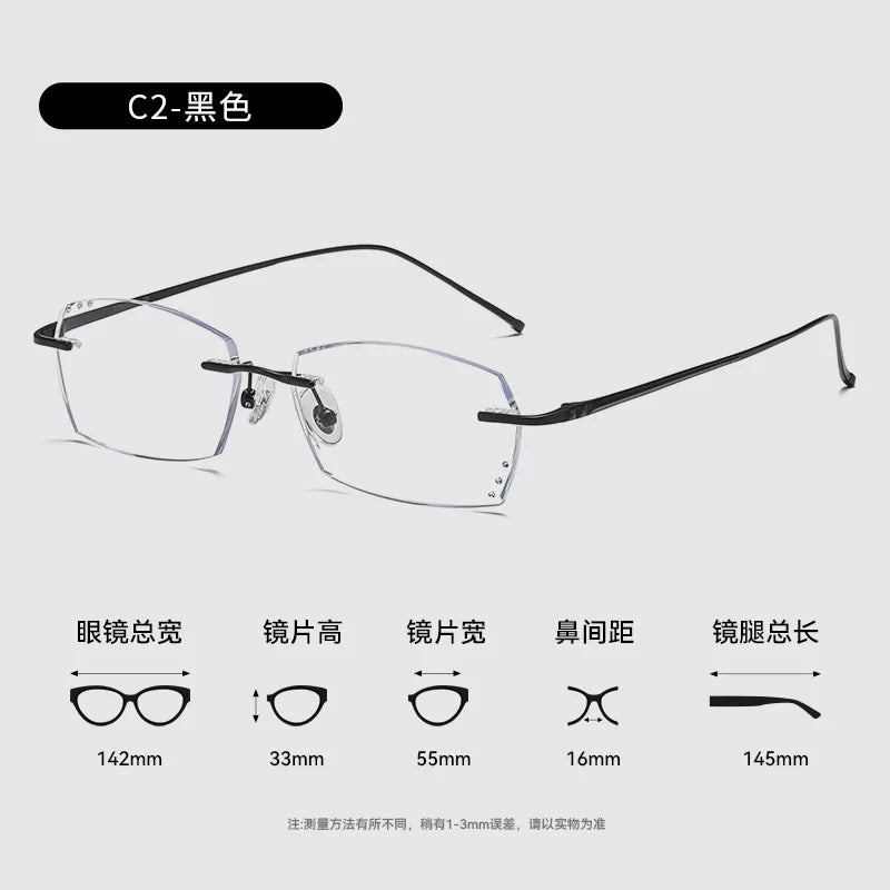 Bclear Unisex Rimless Polygon Square Titanium Eyeglasses 694528
