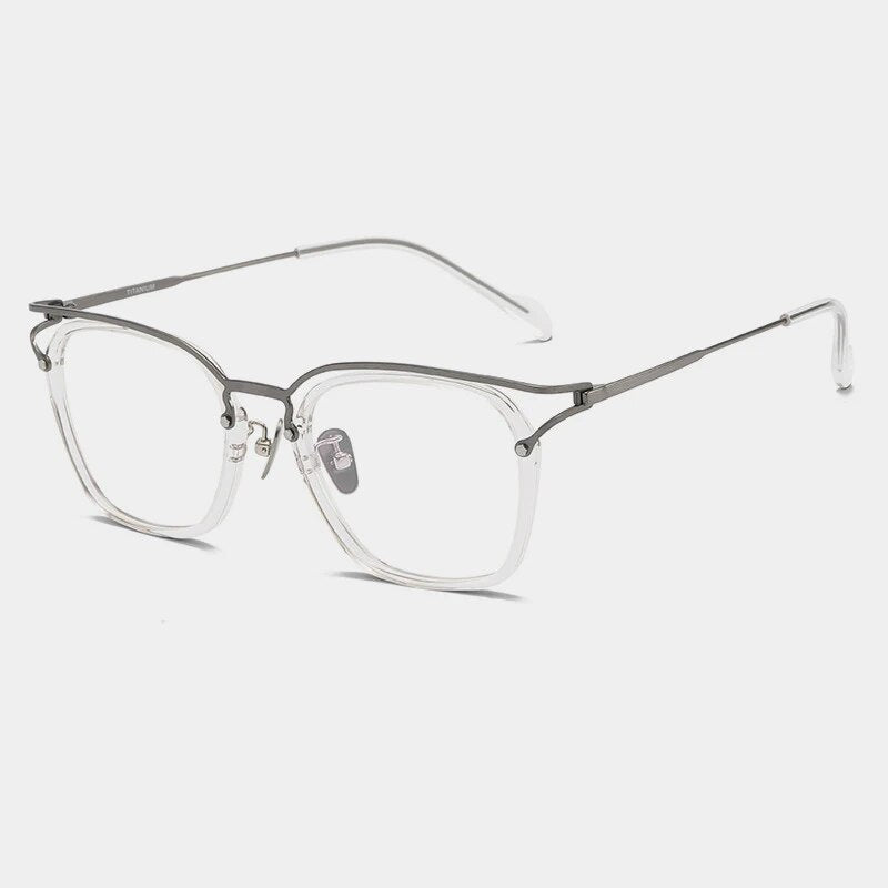 Gatenac Unisex Full Rim Square Titanium Acetate Eyeglasses Gxyj1137 Full Rim Gatenac Transparent  