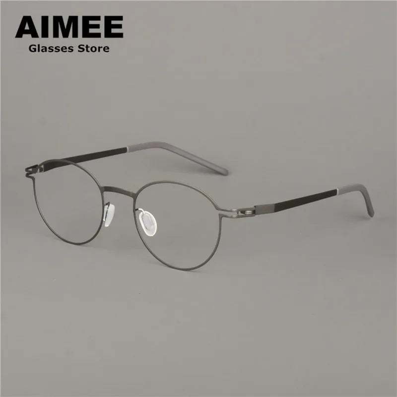 Aimee Unisex Full Rim Oval Screwless Titanium Eyeglasses 1328 Full Rim Aimee   