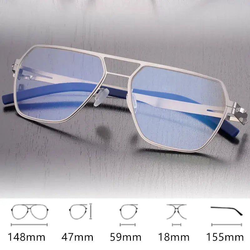 Aimee Full Rim 475918 Men’s Double Bridge Polygon Steel Frames FuzWeb