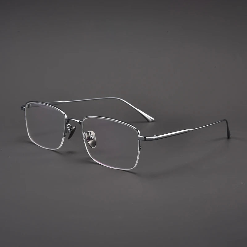 Muzz Unisex Semi Rim Square IP Titanium Eyeglasses 1907 Semi Rim Muzz Silver  