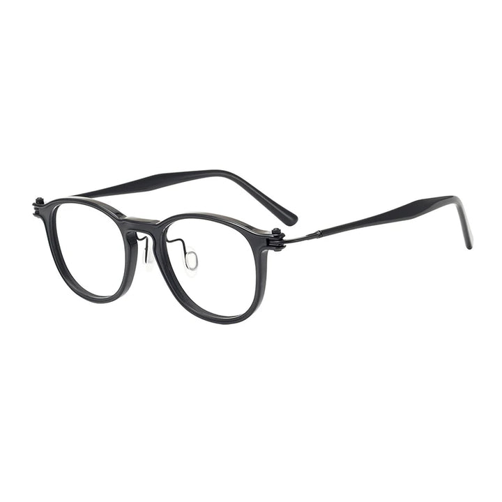 Black Mask Unisex Full Rim Big Square Acetate Titanium Eyeglasses 885585
