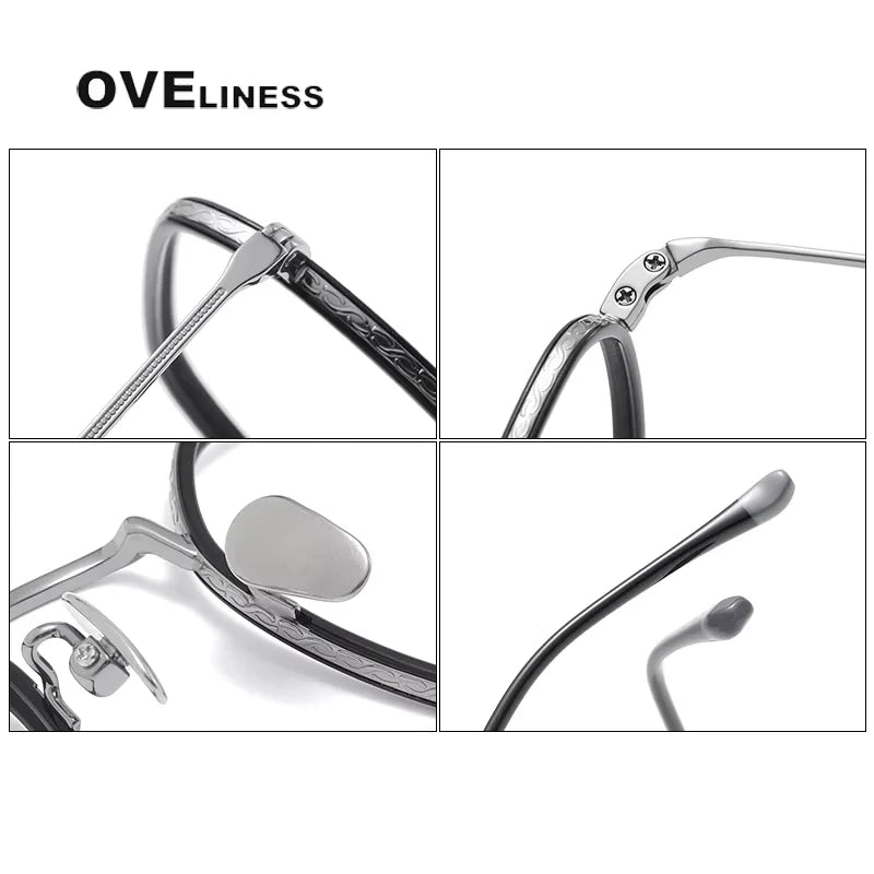 Oveliness Unisex Full Rim Square Titanium Acetate Eyeglasses 8505 Full Rim Oveliness   