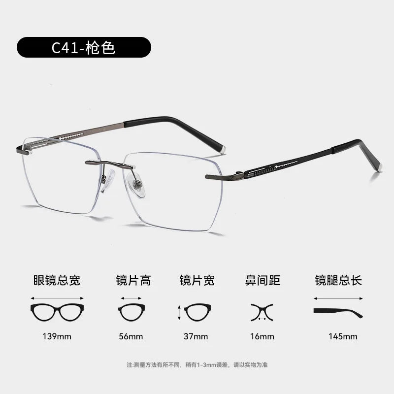 Bclear Unisex Rimless Polygon Square Titanium Eyeglasses 664108