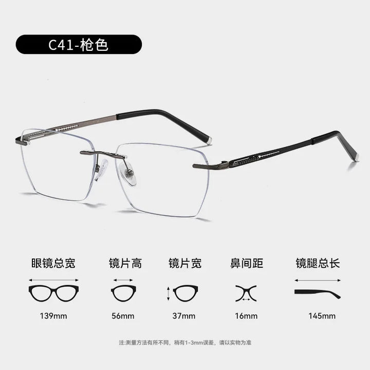 Bclear Unisex Rimless Polygon Square Titanium Eyeglasses 664108