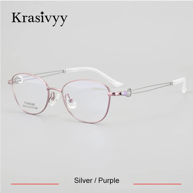 Krasivyy Women's Full Rim Oval Round Square Eyeglasses 443014 Full Rim Krasivyy Silver Purple  