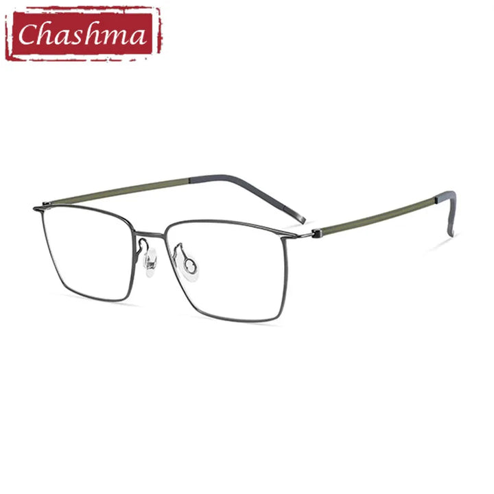 Chashma Ottica Men's Full Rim Square Titanium Screwless Eyeglasses 7243 Full Rim Chashma Ottica Gray  