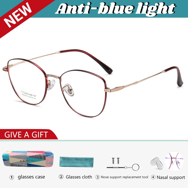 Vicky Women's Full Rim Oval Cat Eye Titanium Reading Glasses 690275