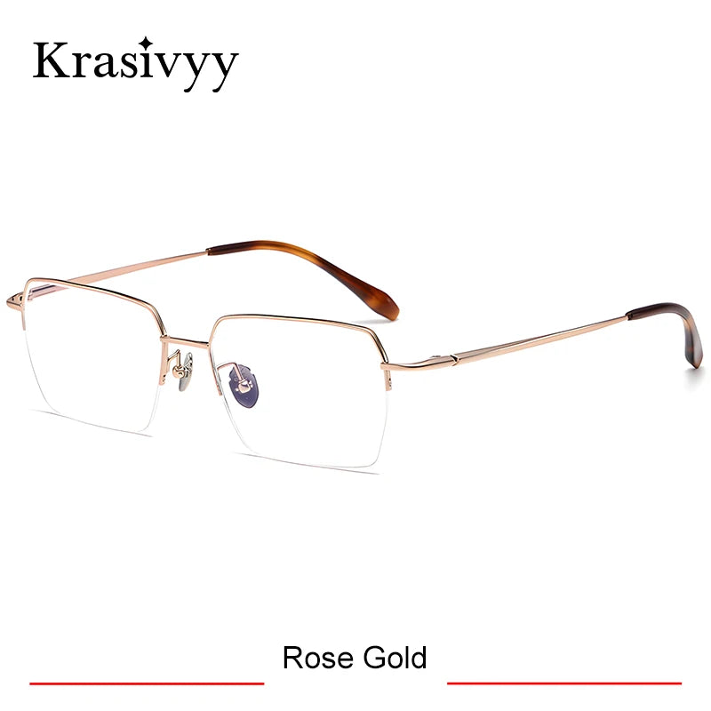 Krasivyy Men's Semi Rim Big Flat Top Square Titanium Eyeglasses 316889