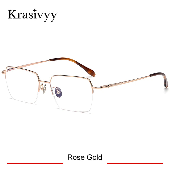 Krasivyy Men's Semi Rim Big Flat Top Square Titanium Eyeglasses 316889