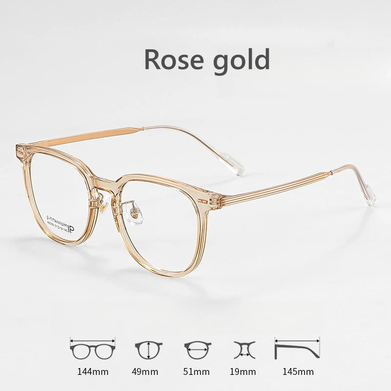 KatKani Womens Full Rim Round Plastic Eyeglasses 8605 Full Rim KatKani Eyeglasses Rose gold  