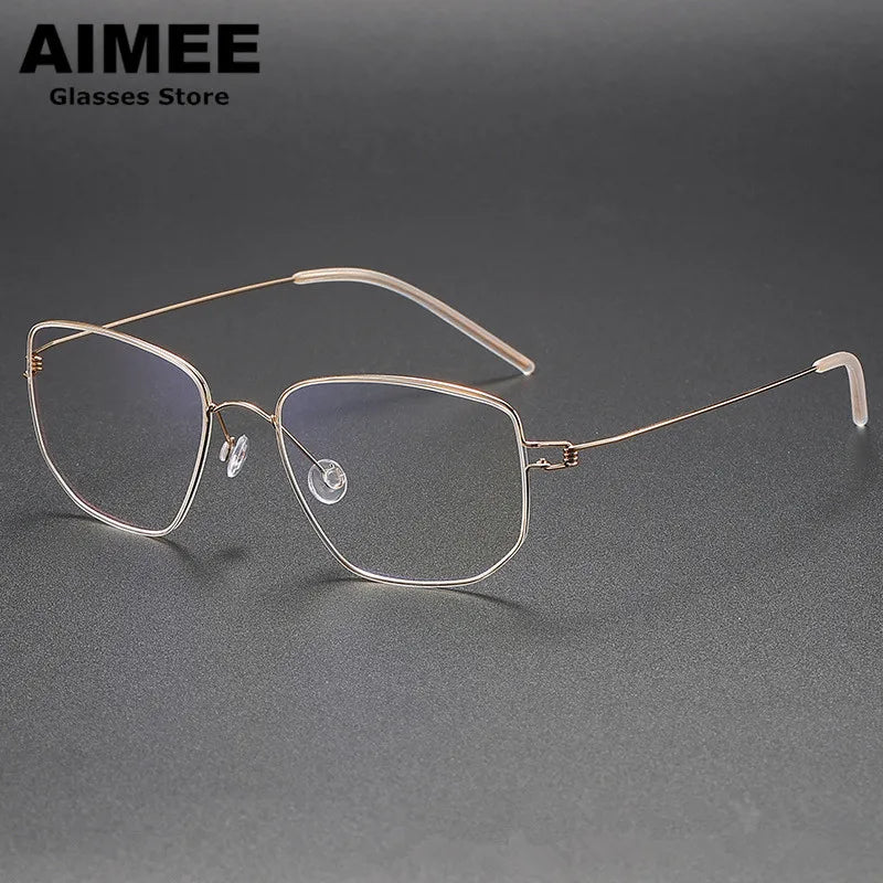 Aimee Women's Full Rim Square Screwless Titanium Eyeglasses 13317 Full Rim Aimee Golden  