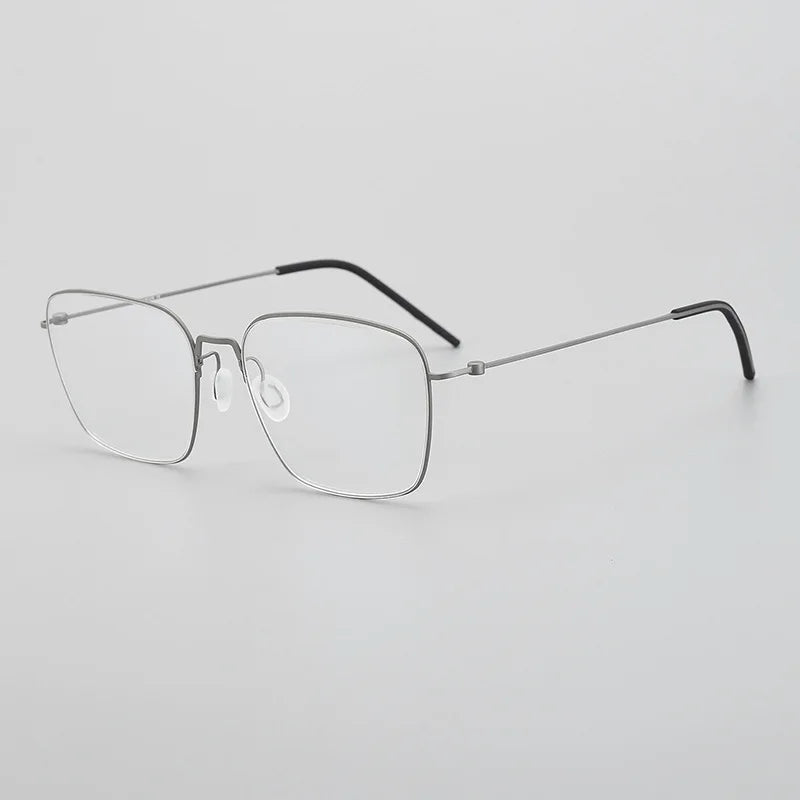 Black Mask Unisex Full Rim Square Screwless Titanium Eyeglasses 195538