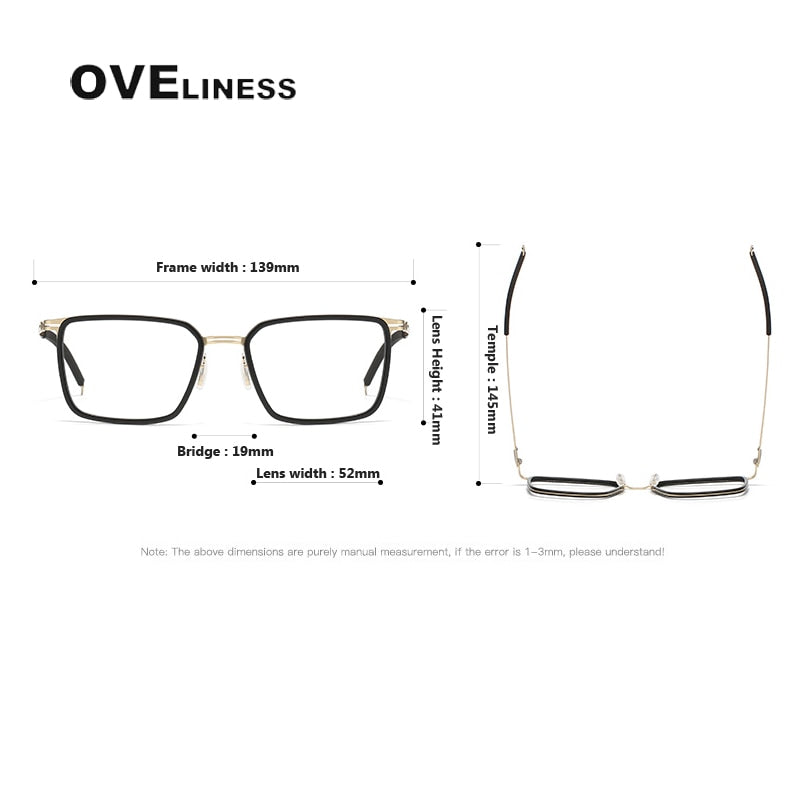 Oveliness Unisex Full Rim Square Acetate Titanium Eyeglasses 8202314 Full Rim Oveliness   
