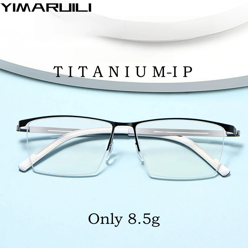 Yimaruli Unisex Semi Rim IP Titanium Square Eyeglasses 122As Semi Rim Yimaruili Eyeglasses   