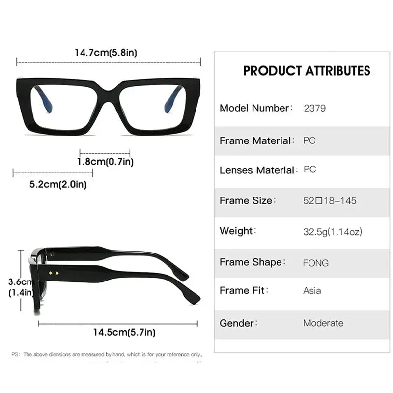 Kocolior 237900 Unisex Full Rim Square Brow Line PC Frames FuzWeb