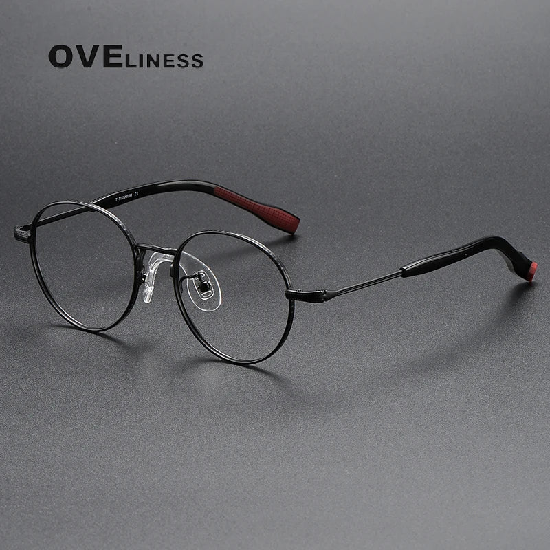 Oveliness Unisex Youth's Full Rim Round Titanium Eyeglasses 80939 Full Rim Oveliness black  