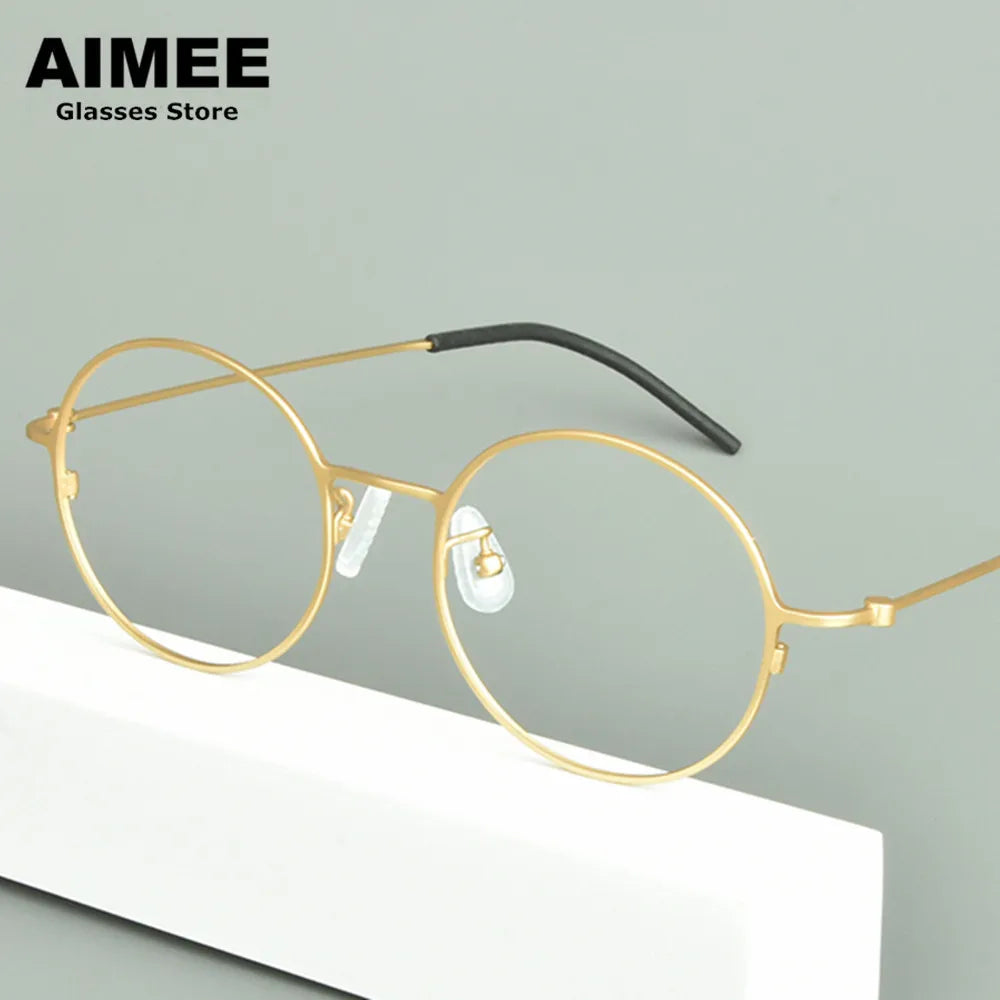 Aimee Unisex Full Rim Round Titanium Eyeglasses 14502 Full Rim Aimee   