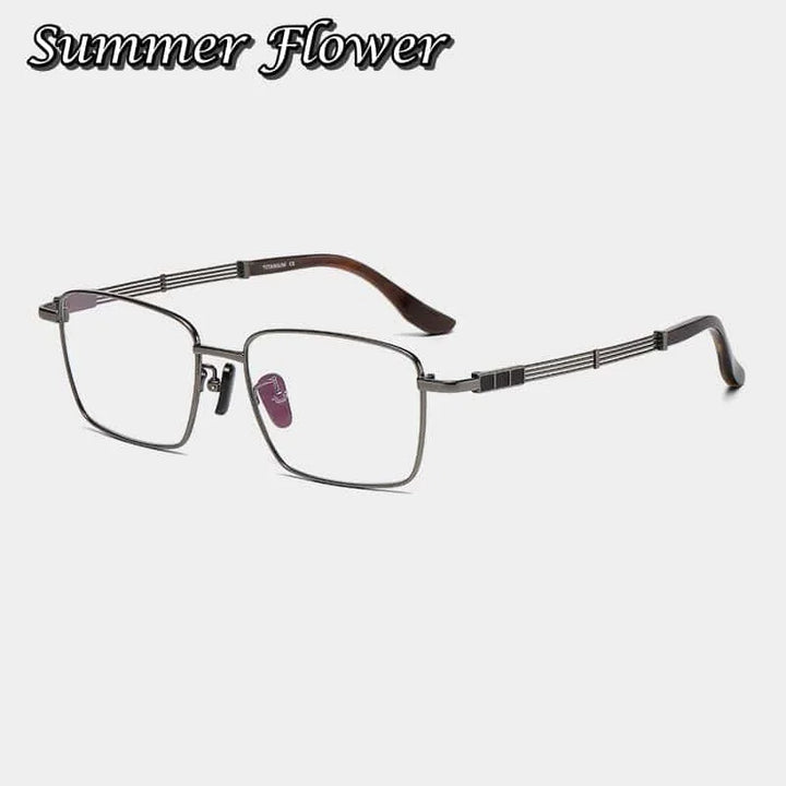 Summer Flower Men's Full Rim Big Square Titanium Eyeglasses 612150