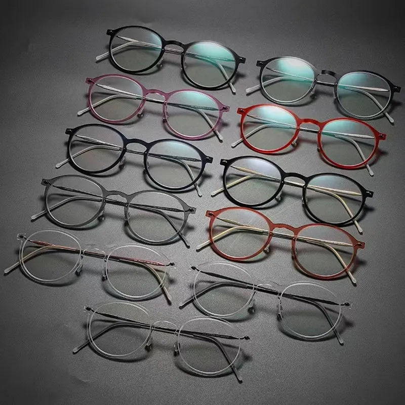 Bobbie Unisex Full Rim Round Titanium Eyeglasses 6541