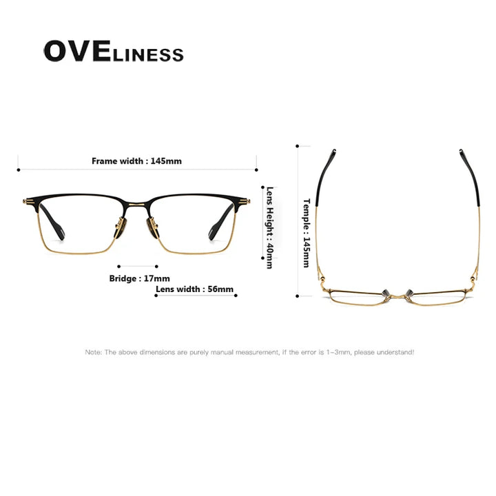 Oveliness Unisex Full Rim Square Titanium Acetate Eyeglasses 70800 Full Rim Oveliness   