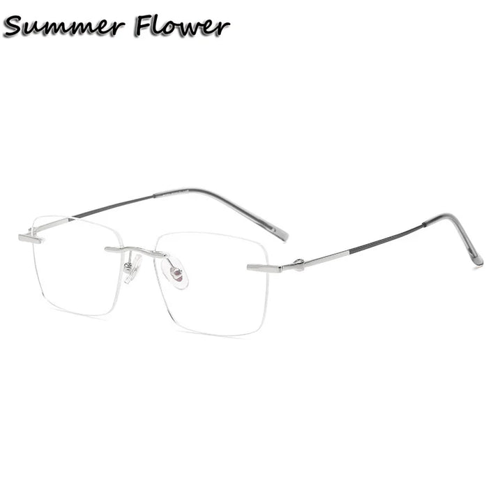 Summer Flower Women's Rimless Square Titanium Eyeglasses 60492 Rimless Summer Flower Gray Silver