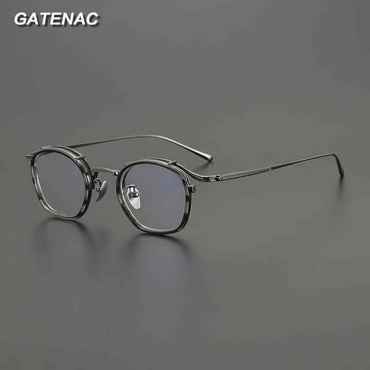 Gatenac Unisex Full Rim Square Acetate Titanium Eyeglasses G8018