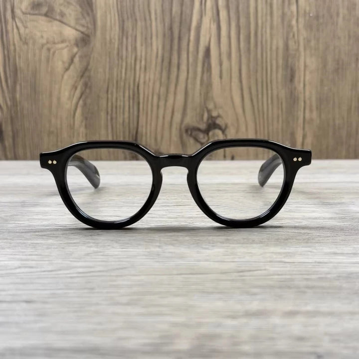Black Mask Unisex Full Rim Round Acetate Eyeglasses Fuz 4