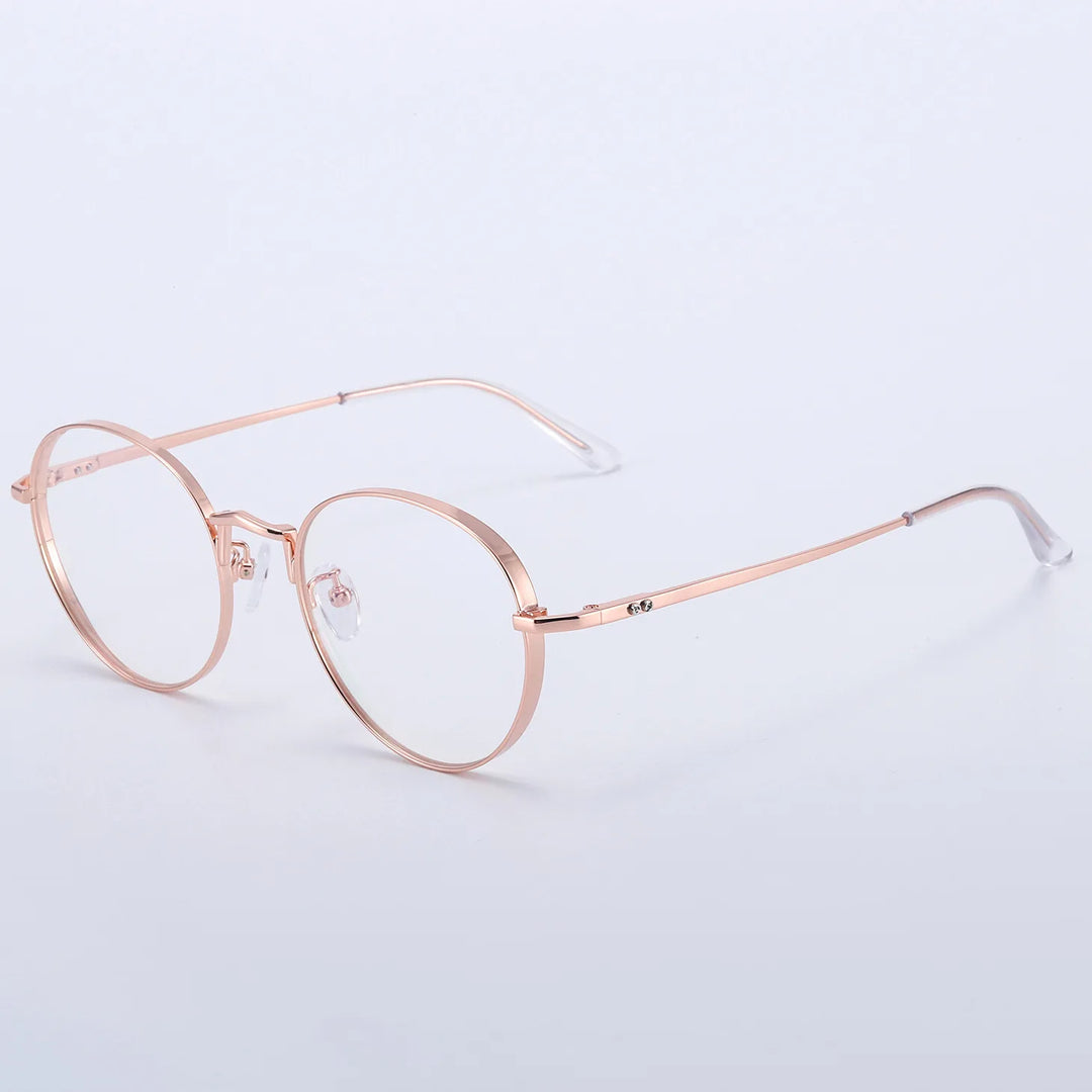 Yimaruili Unisex Full Rim Round Titanium Eyeglasses Y30001 Full Rim Yimaruili Eyeglasses Rose Gold  