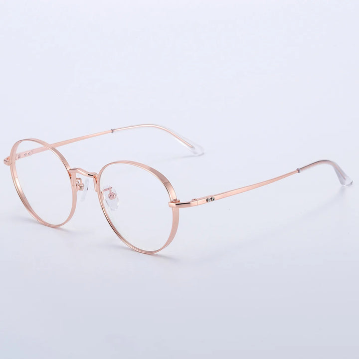 Yimaruili Unisex Full Rim Round Titanium Eyeglasses Y30001 Full Rim Yimaruili Eyeglasses Rose Gold  