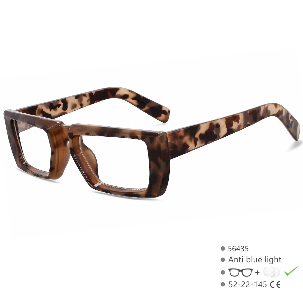 CCspace Women's Full Rim Square Tr 90 Eyeglasses 56435 Full Rim CCspace Leopard  