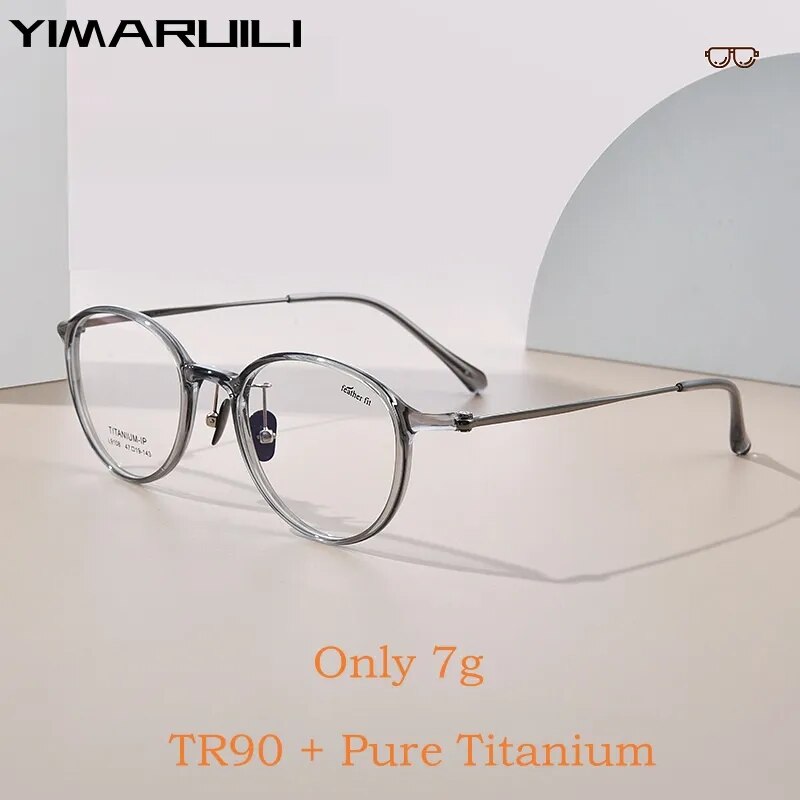 Yimaruili Unisex Full Rim Round Tr 90 Titanium Eyeglasses 7g L9108y Full Rim Yimaruili Eyeglasses   