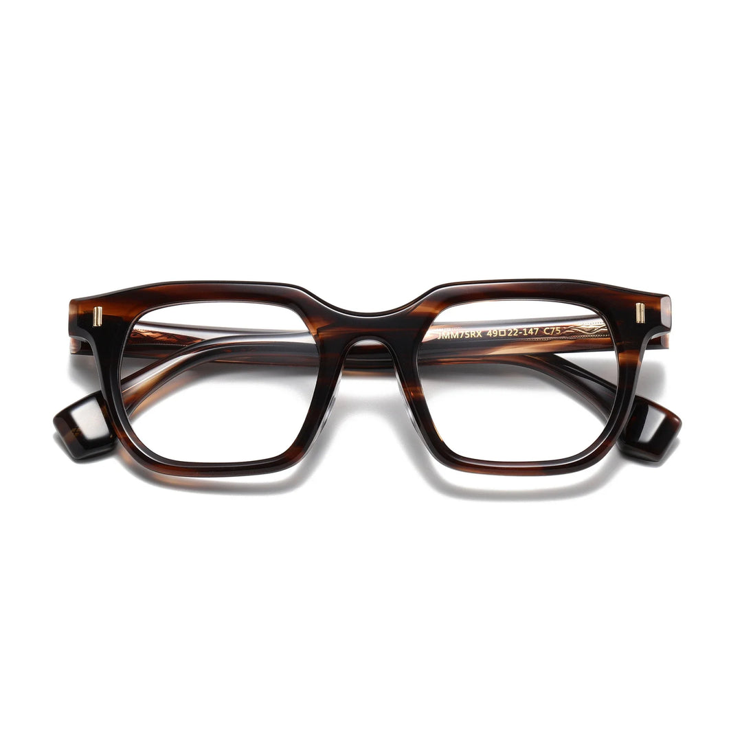 Aror Unisex Full Rim Square Brow Line Acetate Eyeglasses 94751 Full Rim Aror Leopard