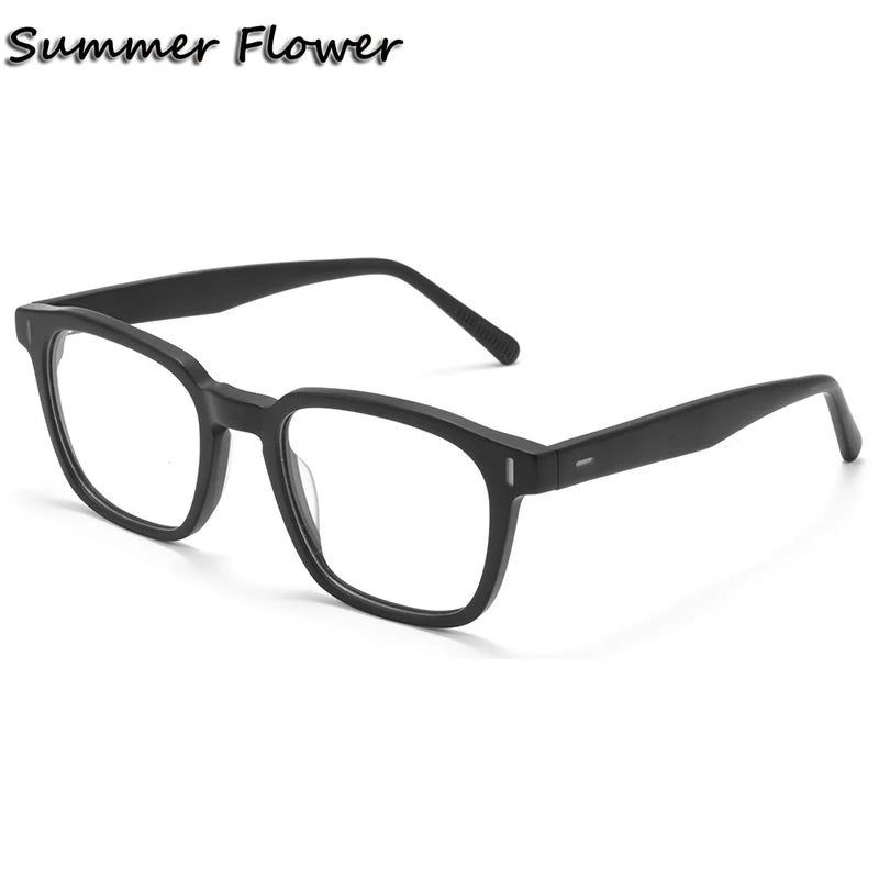 Summer Flower Men's Full Rim Square Brow Line Acetate Eyeglasses 691006
