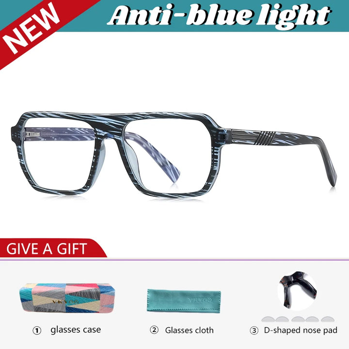 Vicky Unisex Full Rim Brow Line Square Blue Light Prescription Eyeglasses PFD2296 - view 11