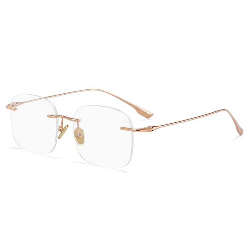 Handoer Men's Rimless Square Titanium Eyeglasses 99219 Rimless Handoer Rose Gold  